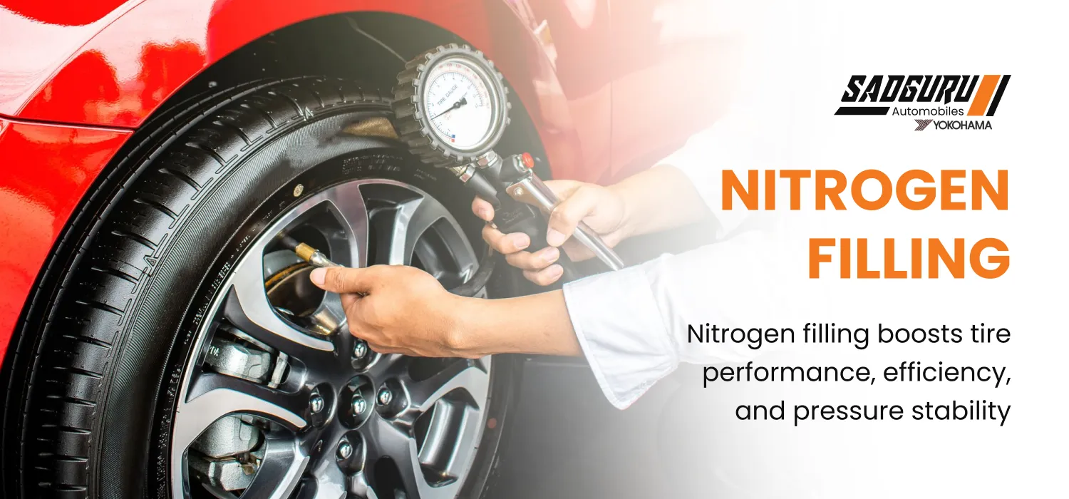 Nitrogen tyre filling service at Sadguru Automobiles Raipur