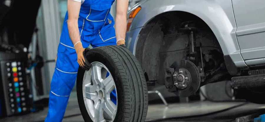 New Yokohama car tyres at a tyre shop in Raipur